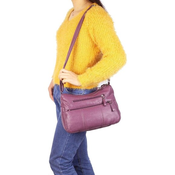 🆕 Volganik Rock PU Leather Shoulder Bag Women Pink Soft Pocketbooks Purse - Picture 2 of 6